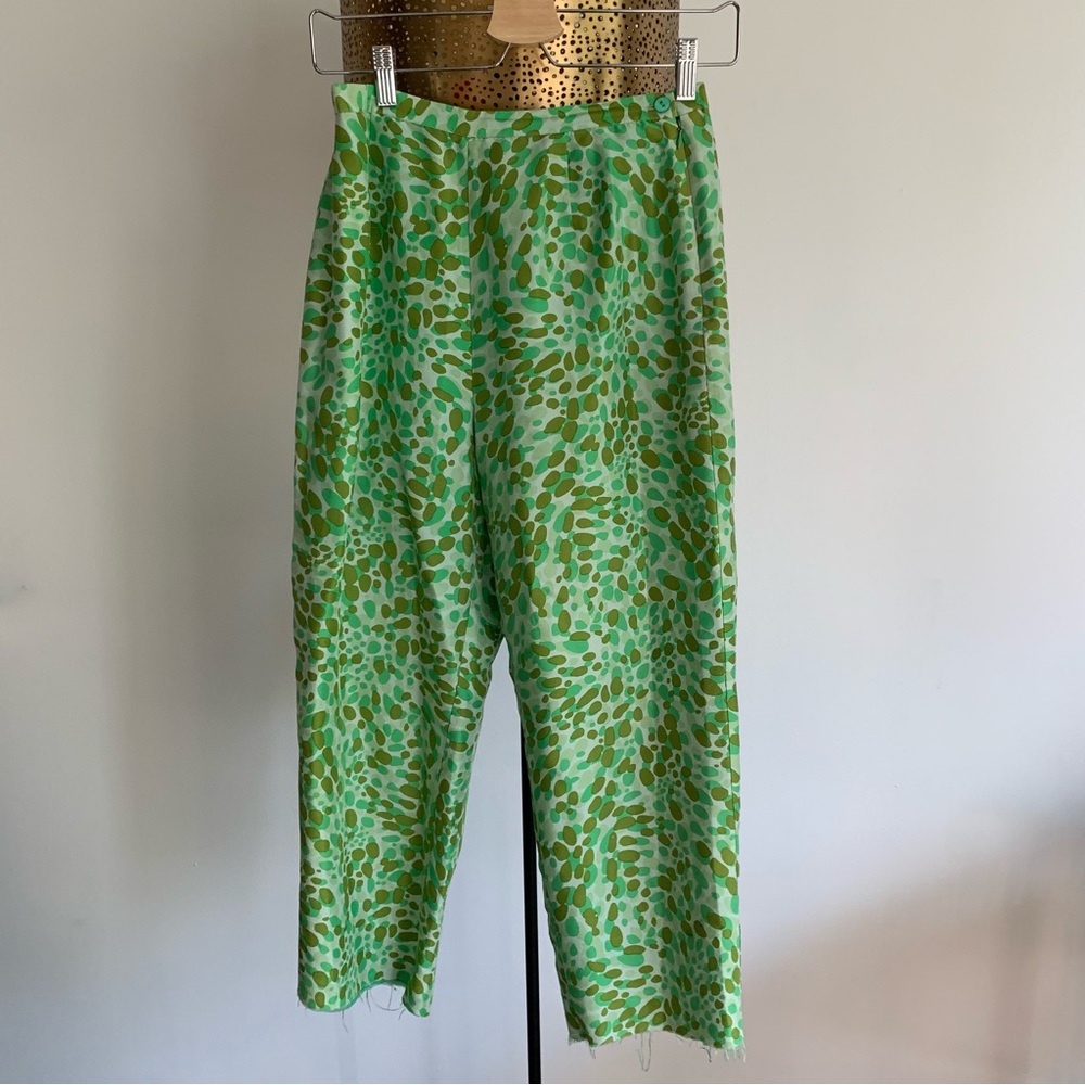 Adorable frayed hem cropped silk pants - Y2K